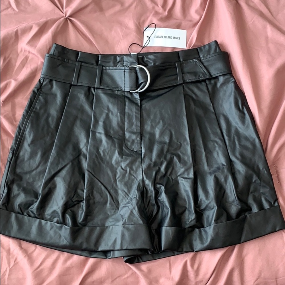 Pleather Belted Shorts